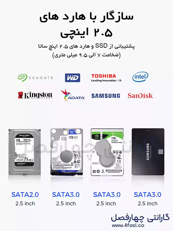 پشتیبانی از هارد دیسک 2.5 اینچی SATA III