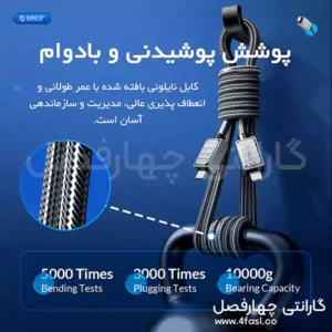 پوشش باکیفیت بالا بدنه کابل USB4.0 چند کاره 240 وات اوریکو 