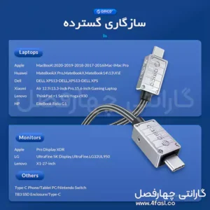سازگاری گسترده کابل USB چند کاره 240 وات اوریکو مدل 240A2-40
