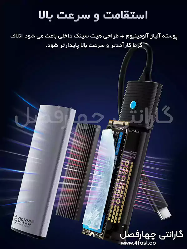 استقامت بالای باکس هارد M.2 NVMe/SATA اوریکو ORT1M2-G2