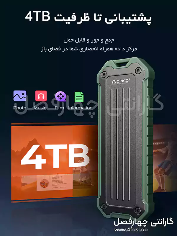 ظرفیت پشتیبانی شده 4 ترابایت قاب OTPX-G2