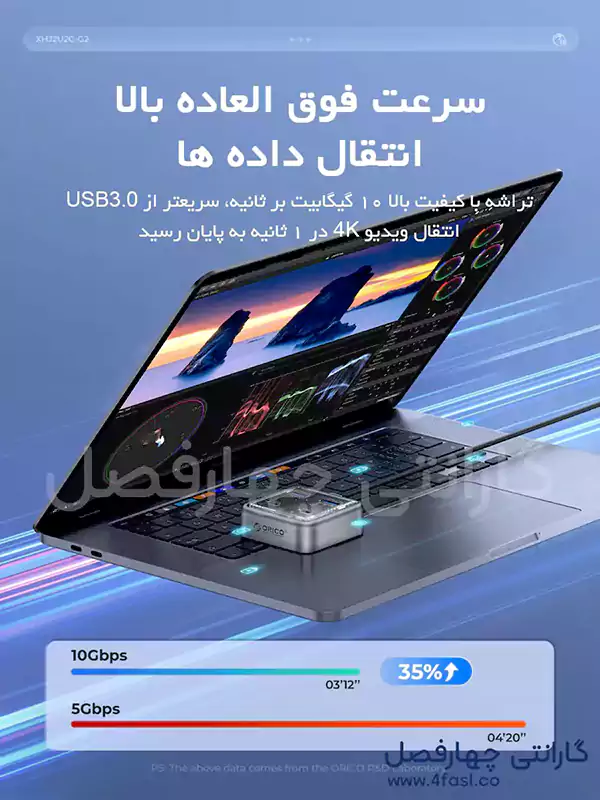 نرخ انتقال 10 گیگابیت بر ثانیه هاب USB 3.2 با 4 پورت اوریکو مدل ORICO XHJ2U2C-G2