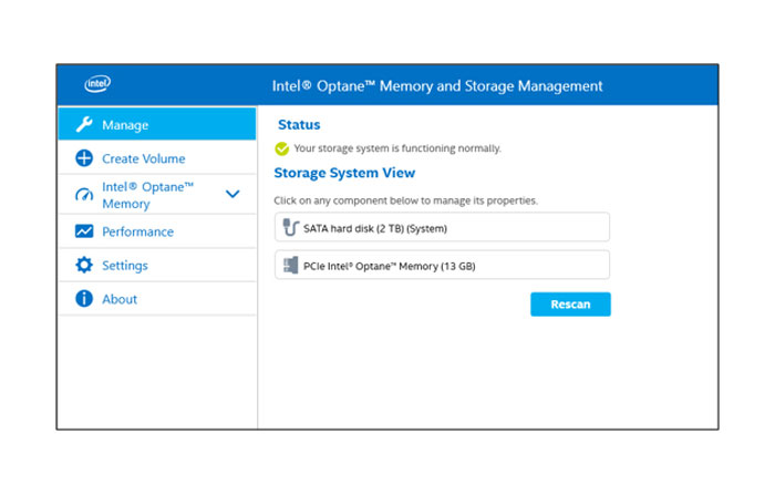 نرم‌افزار Intel Memory and Storage Tool