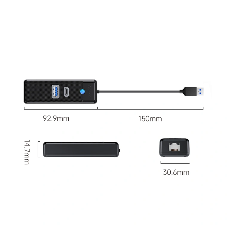 03-PWCUR-U3-10 هاب 3 پورت USB3.0 با شبکه مدل PWCUR-U3-10
