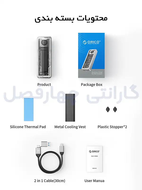 محتویات بسته بندی قاب M.2 NVMe