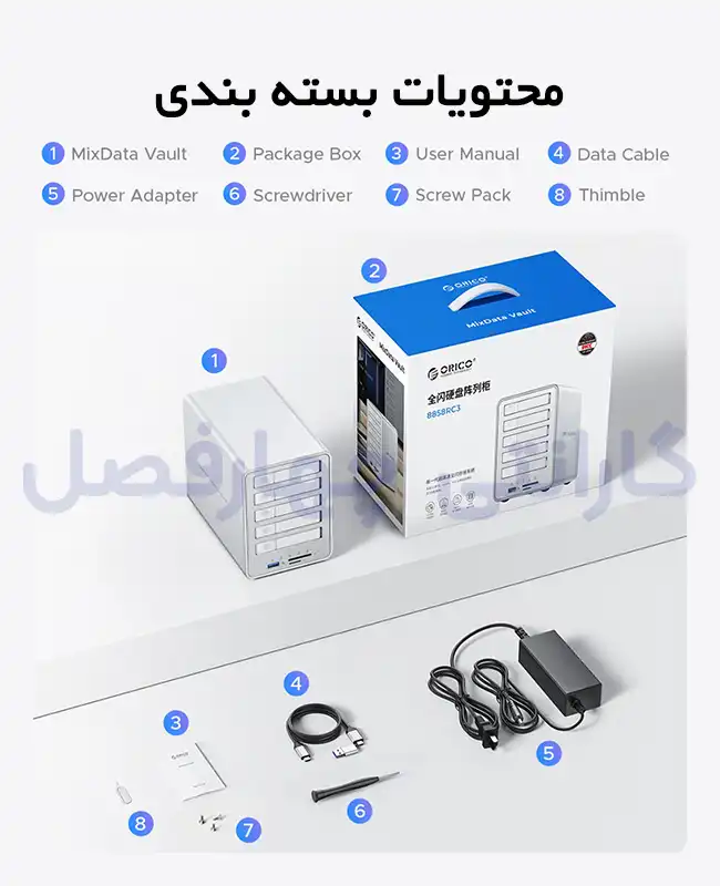 محتویات بسته بندی باکس 4 سینی 2.5 اینچ