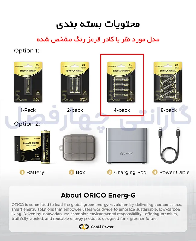 مزایای خرید باتری قلمی شارژی اوریکو مدل EG5-UN-4PK-BP از اوریکو ایران