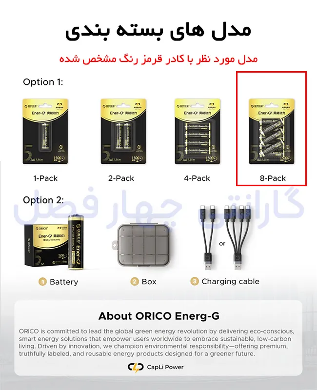 مدل های بسته بندی باتری قلمی شارژی اوریکو