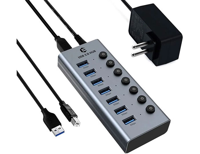 استفاده از هاب USB آداپتوردار (اکتیو)