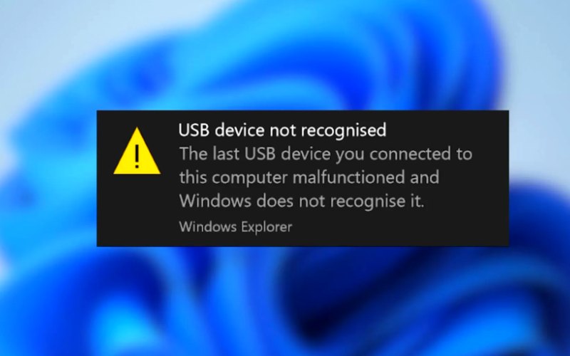 پیغام خطای USB Device Not Recognized در ویندوز